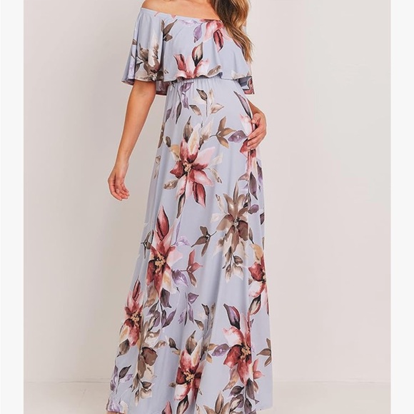 LaClef Floral Off-Shoulder Maxi Dress - Picture 5 of 5